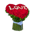 Elite Red and White Heart Rose Bouquet