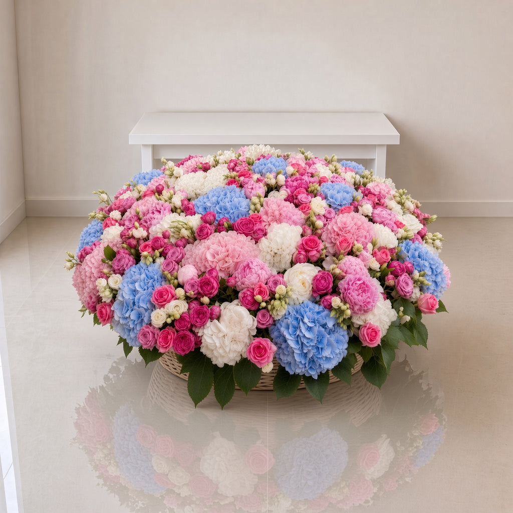 The Grand Pastel Symphony – Ultra-Luxury Mixed Floral Basket