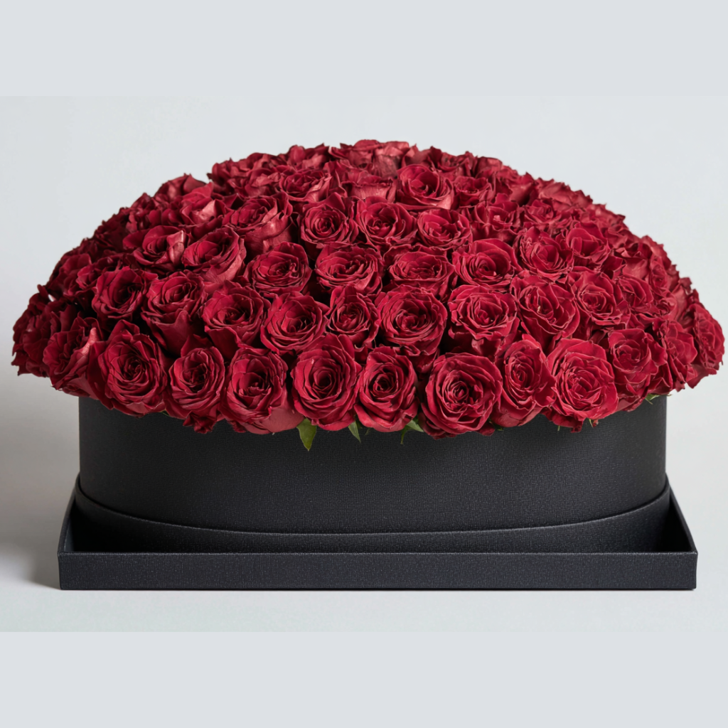 100 Red Roses Round Dome