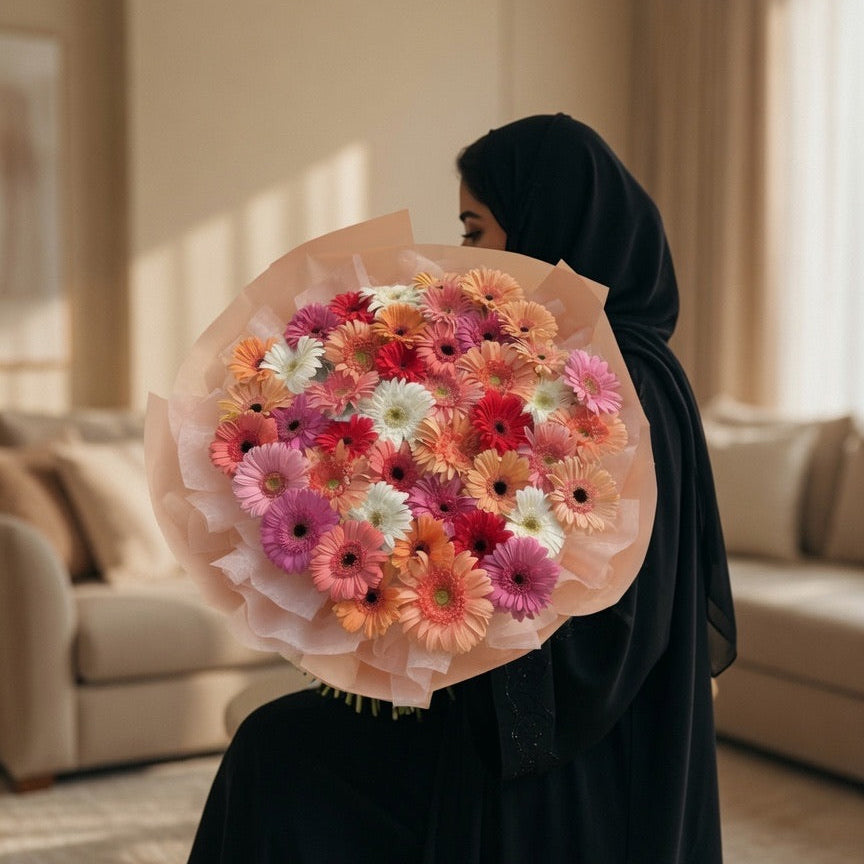 The Sunset Blush – Luxury Gerbera Bouquet