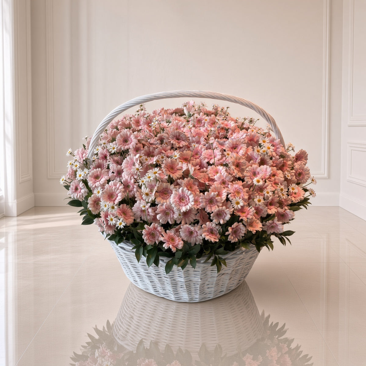 Peachy Pink Gerbera Basket