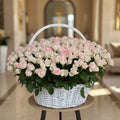 200 Premium Light Pink Rose Basket