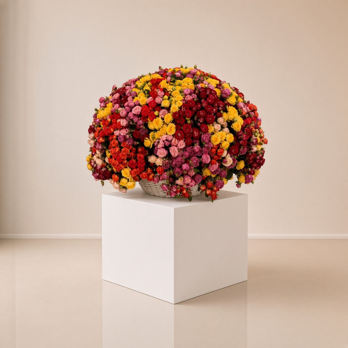 The Kaleidoscope Romance – Grand Multi-Color Spray Rose Basket
