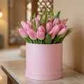 Pink Tulips in a Hat Box