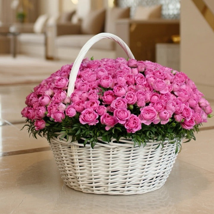 Dark Pink Rose Basket