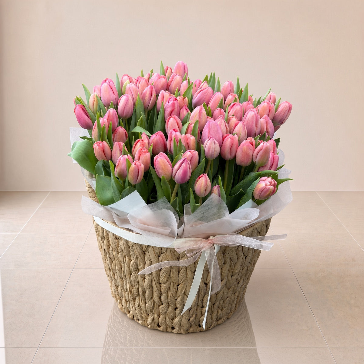 Pink Tulip Basket